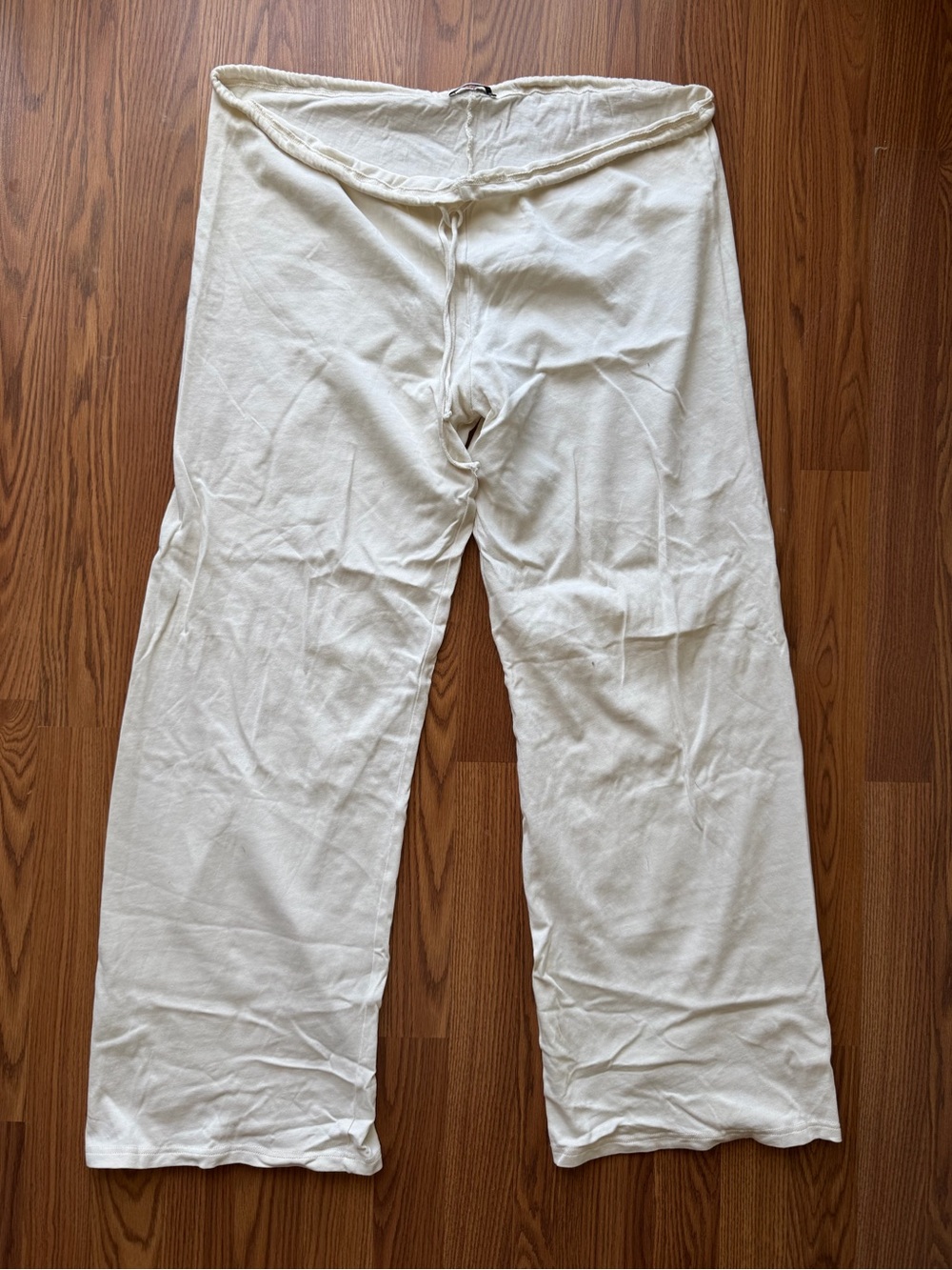 Zara Ivory Knitted Straight Leg Pull On Pants Size Large